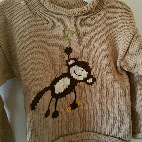 Cotton! Boys 6 Tan Sweater Monkey Long- sleeved 🐒 - Picture 4 of 4